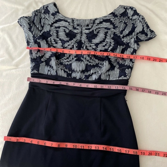 NEW JS COLLECTIONS [ 4 ] Mixed Media Soutache Midi‎ Dress In Navy - Picture 3 of 12